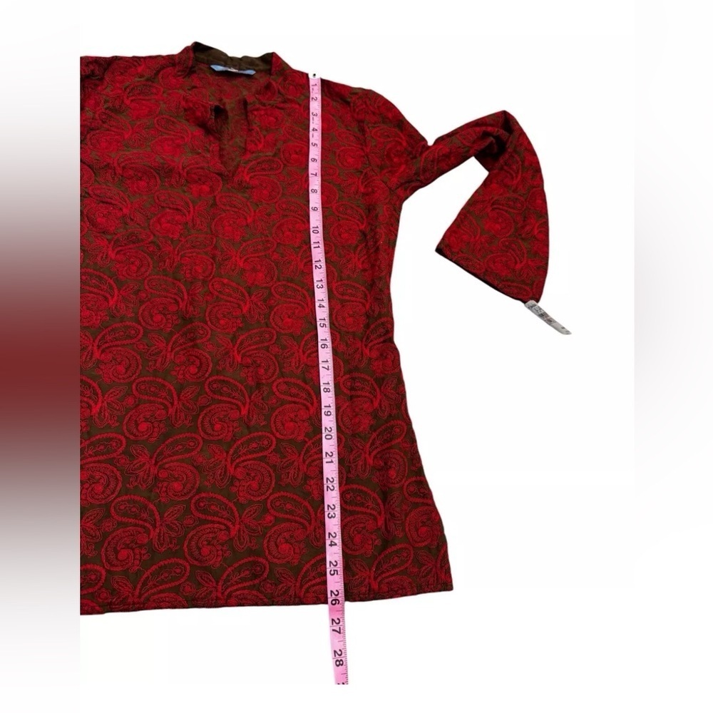 NOS Vintage Johnny Was Paisley Print Tunic Top Red Women’s S Y2K Bohemian Hippie - Picture 7 of 8